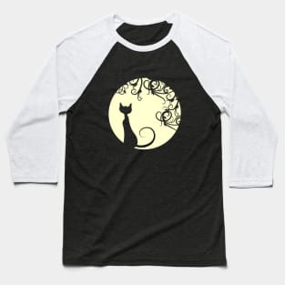 Black cat in the moon Baseball T-Shirt